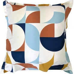 Taie d'oreiller 65x65 cm percale de coton MODULO bleu cobalt