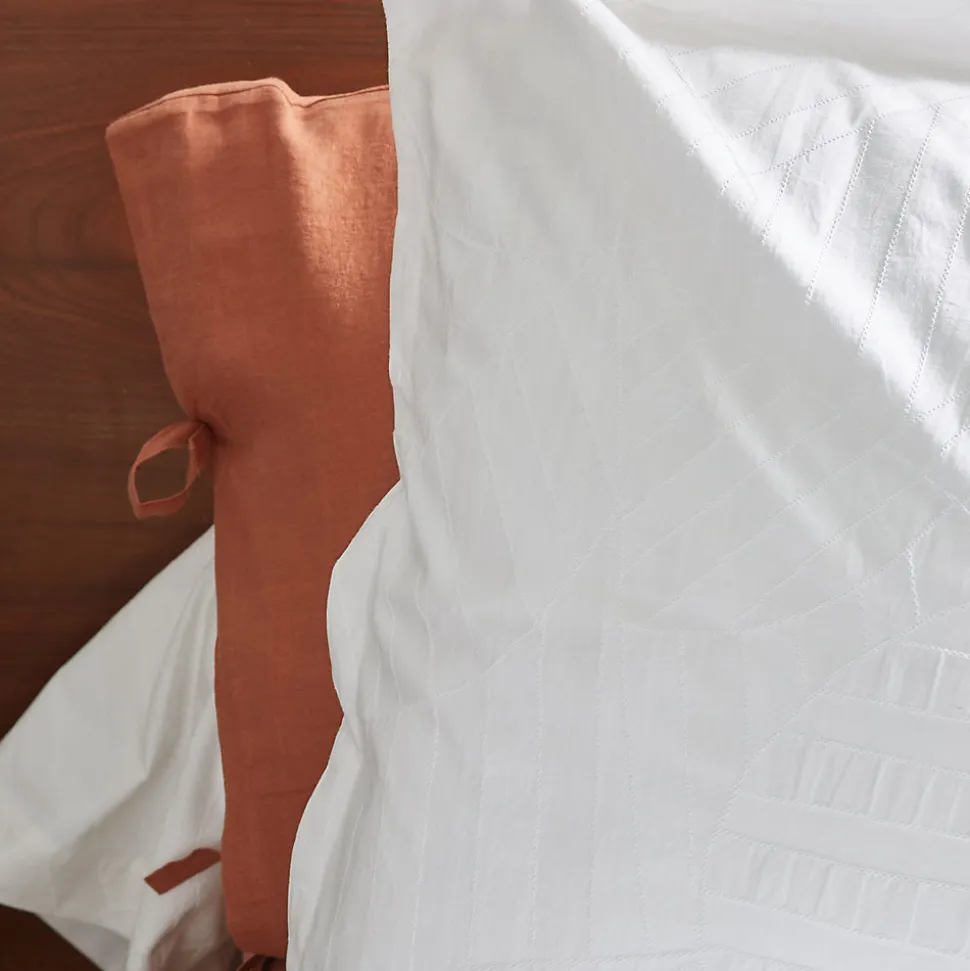 Taie d'oreiller 65x65 cm percale lavée ABSTRAIT Blanc