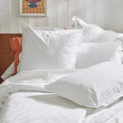 Taie d'oreiller 65x65 cm percale lavée ABSTRAIT Blanc