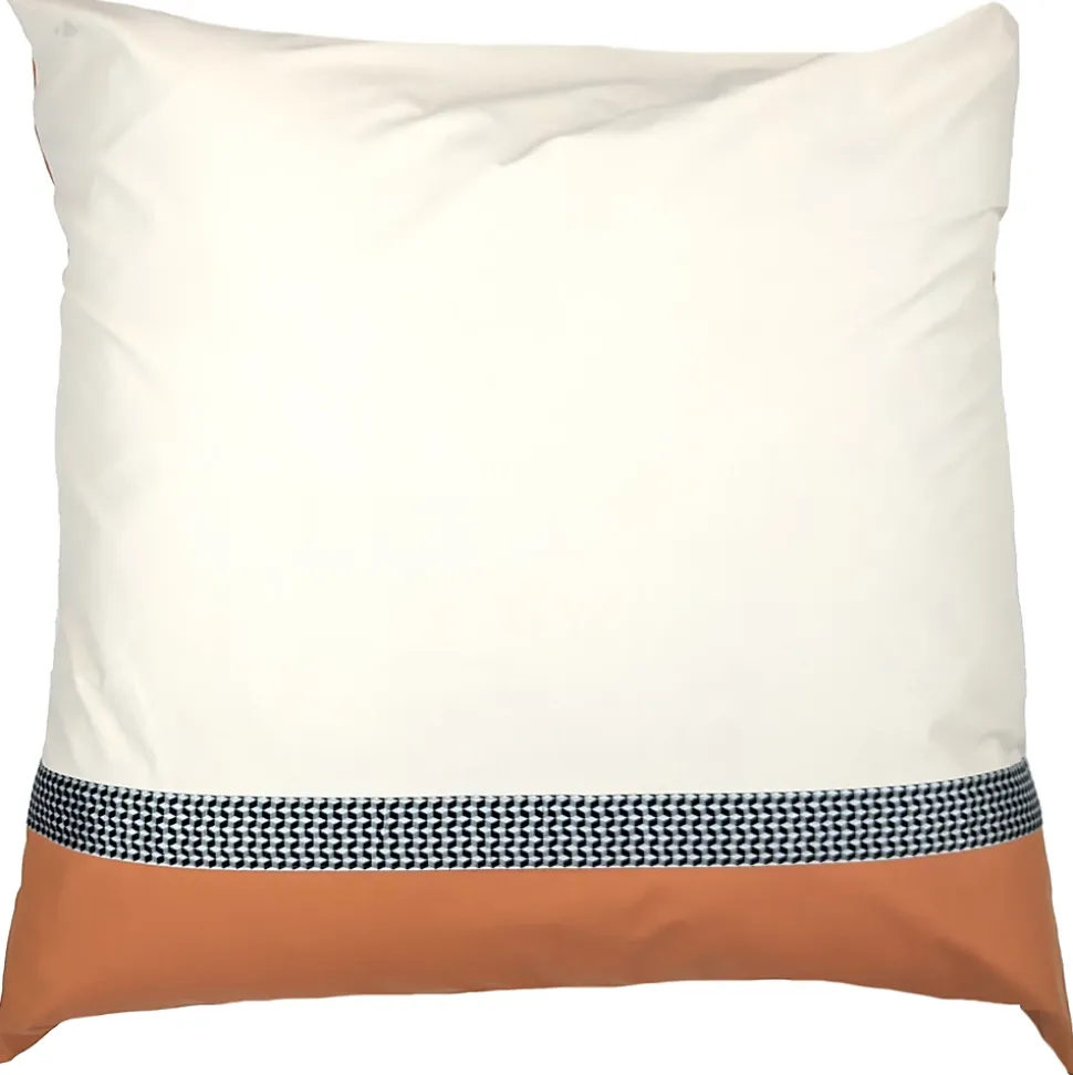 Taie d'oreiller 65x65 cm percale en coton MACASSAR Cognac