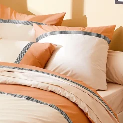 Taie d'oreiller 65x65 cm percale en coton MACASSAR Cognac