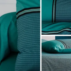 Taie d'oreiller 65x65 cm percale de coton GUSTAV vert Emeraude
