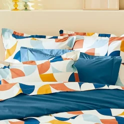 Taie d'oreiller 50x70 cm percale de coton MODULO bleu cobalt