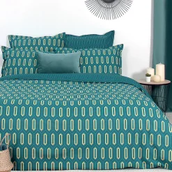 Taie d'oreiller 50x70 cm percale de coton PAST Bleu Canard