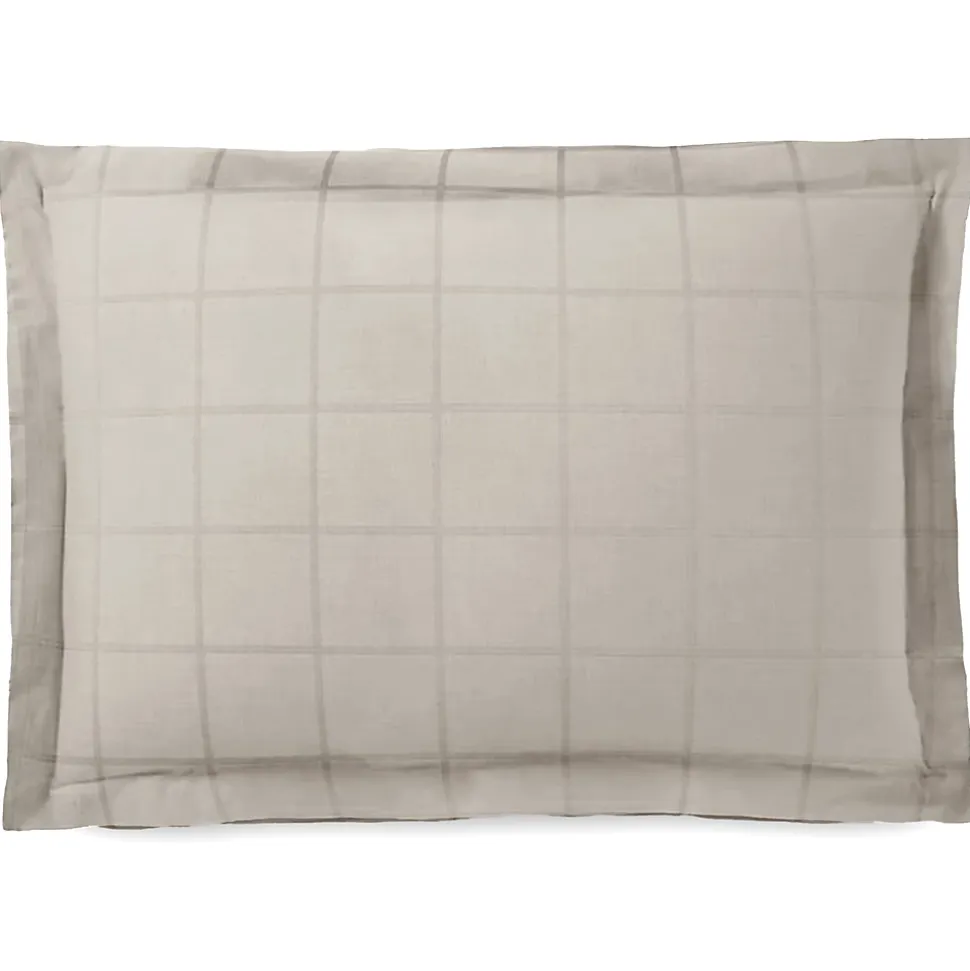 Taie d'oreiller 50x70 cm satin CONCERTO carreaux beige Lin