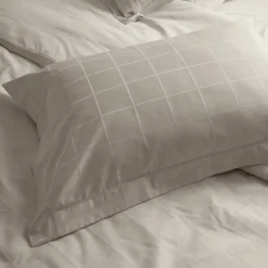 Taie d'oreiller 50x70 cm satin CONCERTO carreaux beige Lin