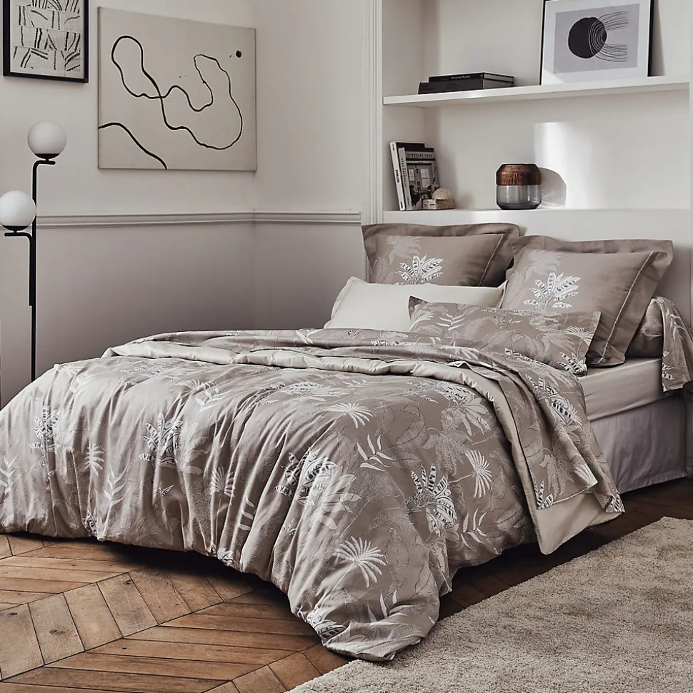 Taie d'oreiller 65x65 cm satin de coton CAYENNE beige ficelle