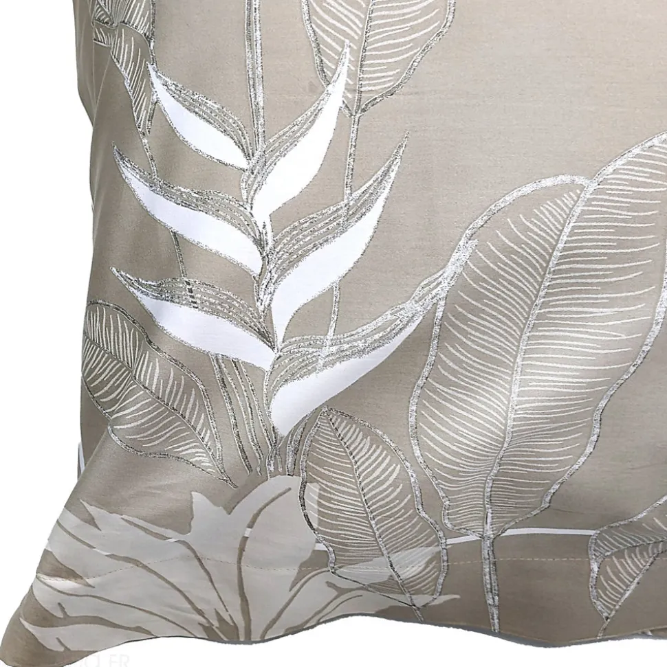 Taie d'oreiller 65x65 cm satin de coton CAYENNE beige ficelle