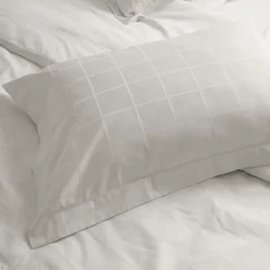 Taie d'oreiller 50x70 cm satin CONCERTO carreaux beige Craie