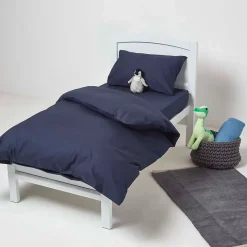 Taies d'oreiller enfant bleu marine 100% coton égyptien 200 fils, 40x60 cm, lot de 2 - HOMESCAPES