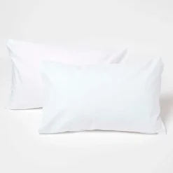 Taies d'oreiller enfant blanc 100% coton égyptien 200 fils, 40x60 cm, lot de 2 - HOMESCAPES