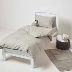 Taies d'oreiller enfant gris 100% coton égyptien 200 fils, 40x60 cm, lot de 2 - HOMESCAPES