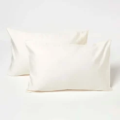 Taies d'oreiller enfant ivoire en coton égyptien bio 400 fils, 40x60 cm, lot de 2 - HOMESCAPES