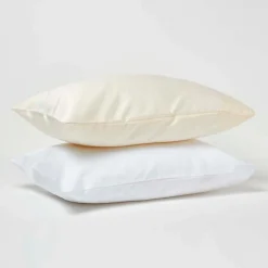 Taies d'oreiller enfant ivoire en coton égyptien bio 400 fils, 40x60 cm, lot de 2 - HOMESCAPES