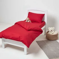 Taies d'oreiller enfant rouge 100% coton égyptien 200 fils, 40x60 cm, lot de 2 - HOMESCAPES
