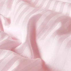 Taies d'oreiller enfant rose satin rayé en coton égyptien 330 fils, 40x60 cm, lot de 2 - HOMESCAPES