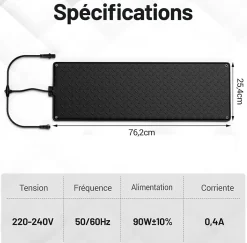 Tapis Chauffant de Fonte de Neige Tapis de Fonte de Neige et Glace en Caoutchouc Antidérapant sans Cordon alimentation