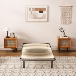 TEENO Sommier à Lattes sur Pieds-4 Pieds Inclus - Lit (90x190cm)