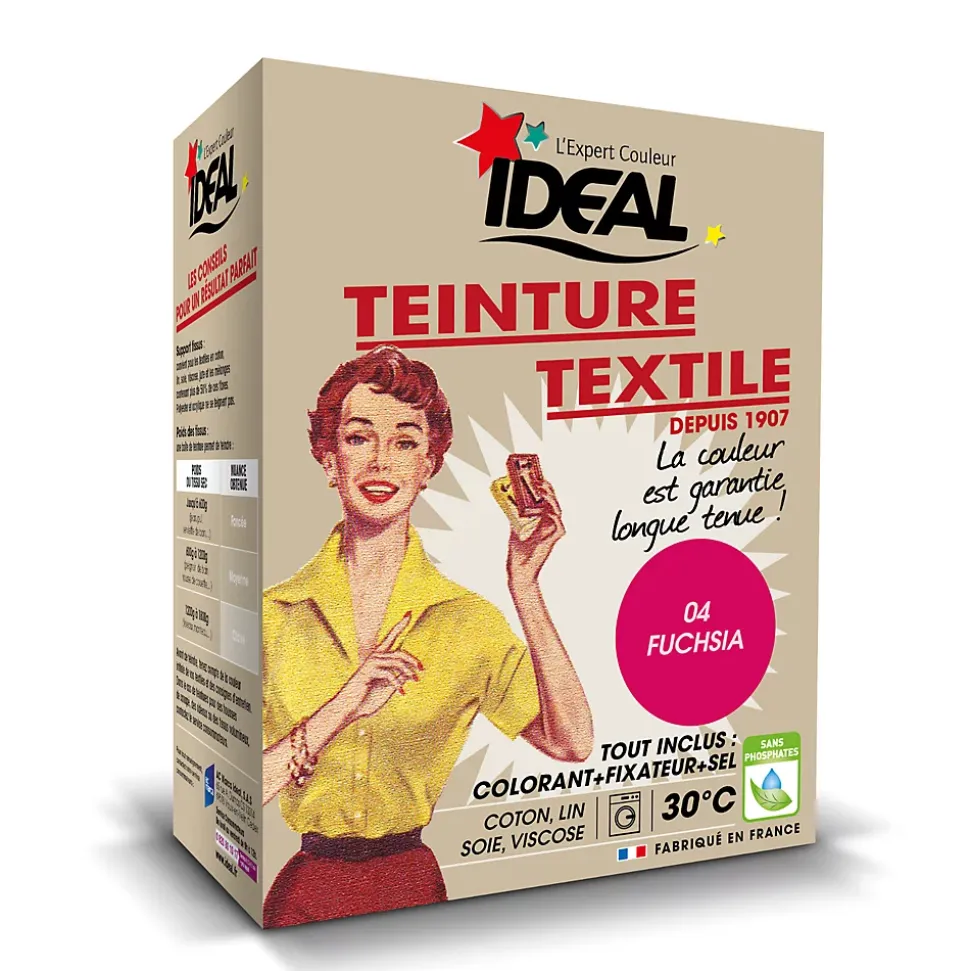 Teinture textile vintage fuschia Idéal 350g