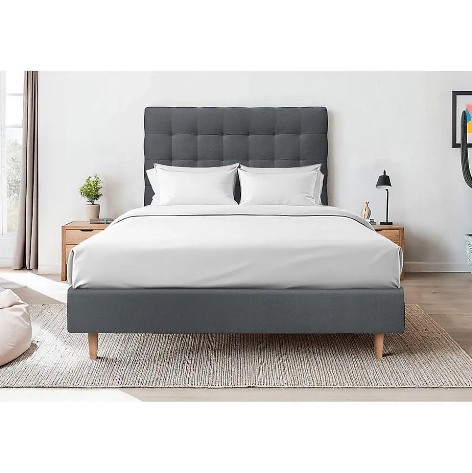 Tete de lit Capitonnée Velours - A poser au sol