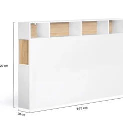 Tete de Lit Rangement Bois Blanc + Etagere Chambre