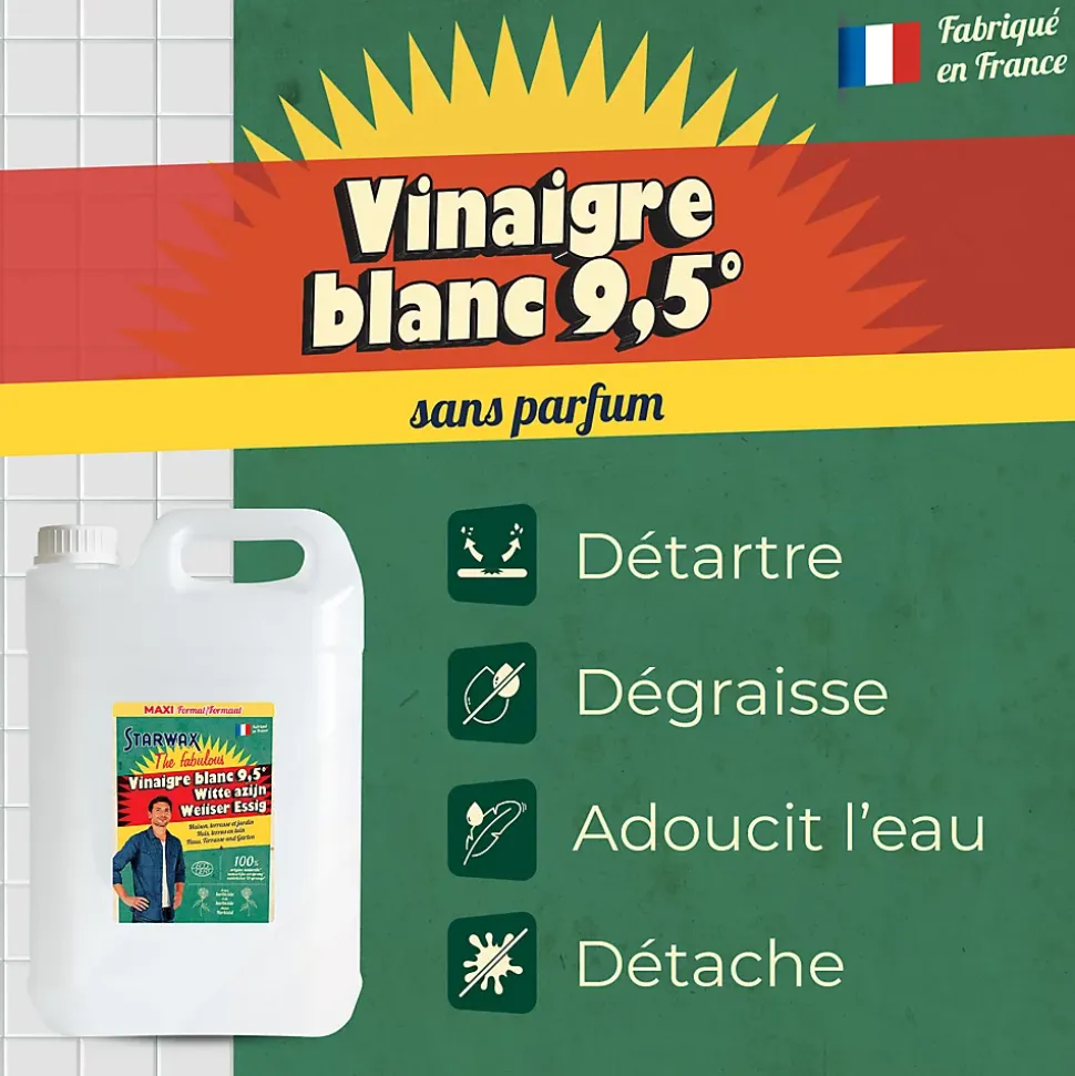 The fabulous Vinaigre 9,5° blanc Starwax 6L