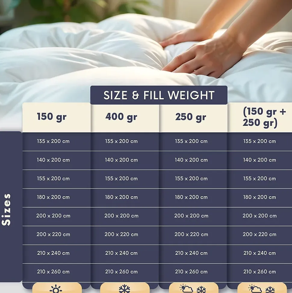 The White Stone Couette 4 Saisons avec Clips 210x240 cm