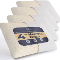 The White Stone Lot de 4 Oreillers en Mousse à Mémoire de Forme 40 x 70 cm, Hauteur 11 cm