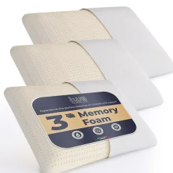 The White Stone Lot de 3 Oreillers en Mousse à Mémoire de Forme 40 x 70 cm, Hauteur 11 cm