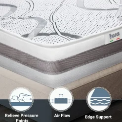 The White Stone Matelas en Mousse à Mémoire de Forme 125x180 cm Hauteur 22 cm