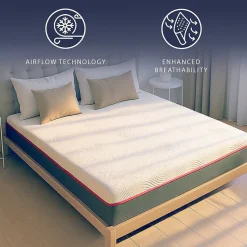 The White Stone Matelas 90x190 en Mousse à Mémoire Breeze et Ressorts Ensachés, Hauteur 30 cm