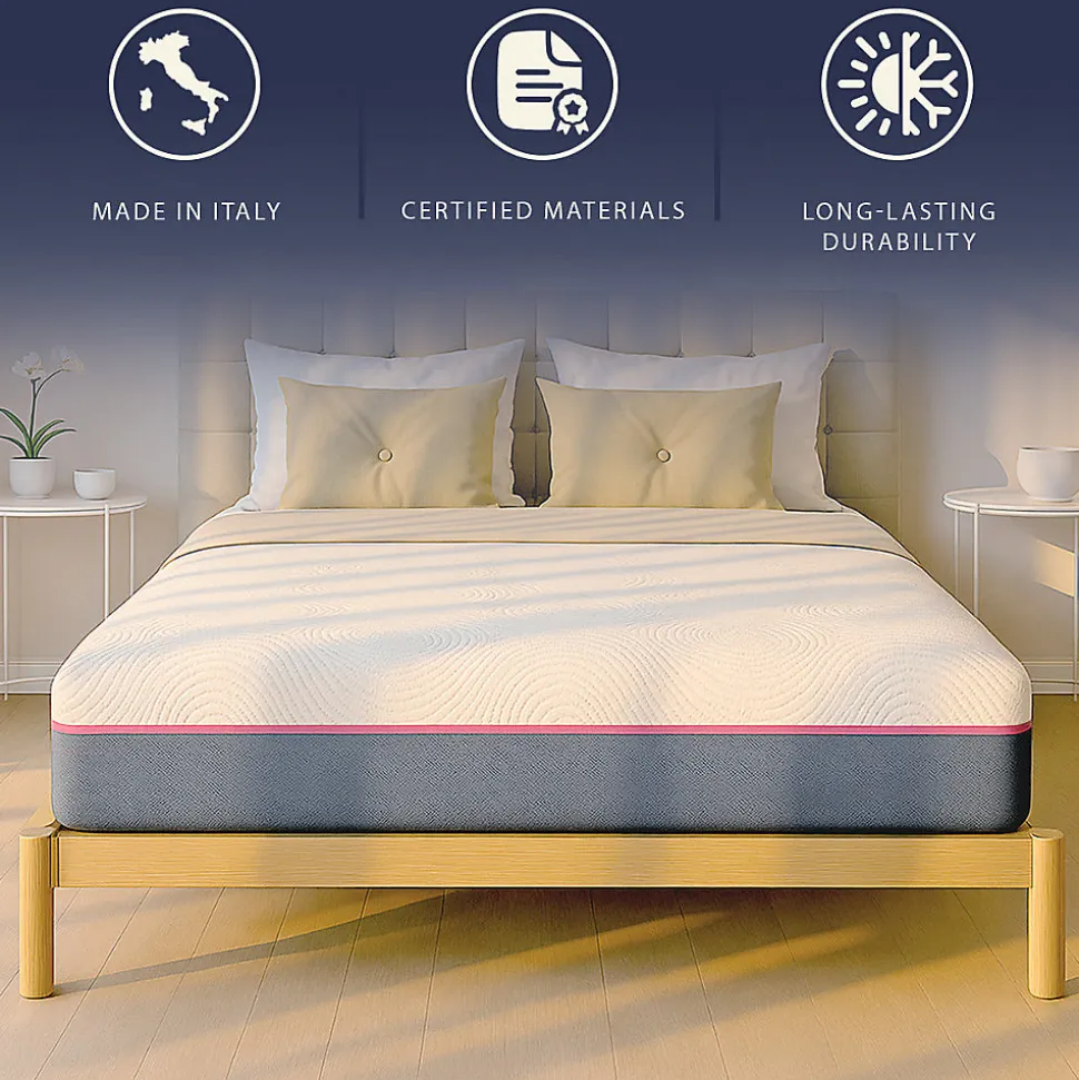 The White Stone Matelas 90x190 en Mousse à Mémoire Breeze et Ressorts Ensachés, Hauteur 30 cm