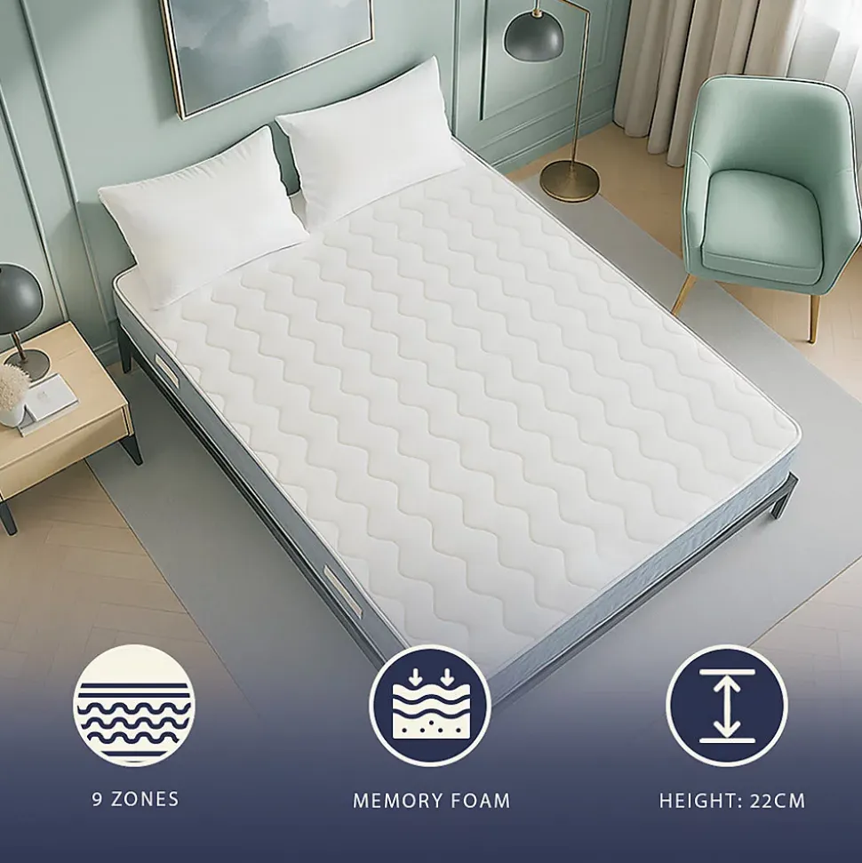 The White Stone Matelas 140x190 cm en Mousse Hypoallergénique et Memory Foam, Hauteur 22 cm