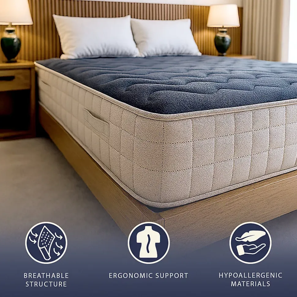 The White Stone Matelas 140x190 cm en Mousse à Mémoire, Hauteur 22 cm