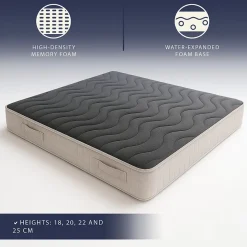 The White Stone Matelas 140x190 cm en Mousse à Mémoire, Hauteur 22 cm