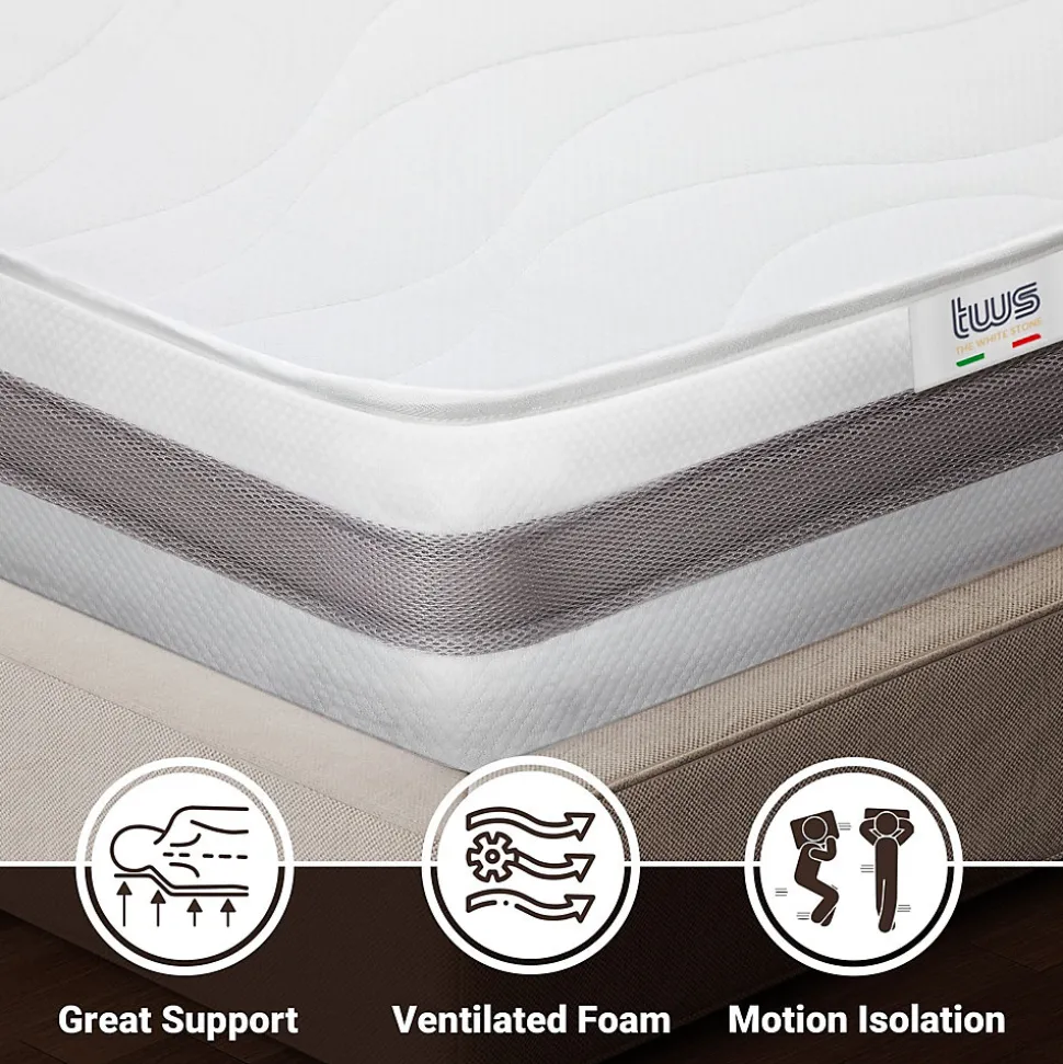 The White Stone Matelas 125x210 cm en Mousse Antibactérien