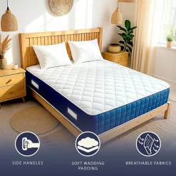 The White Stone Matelas 180x200cm, Hauteur 30 cm, avec Ressorts Ensachés et Memory Foam