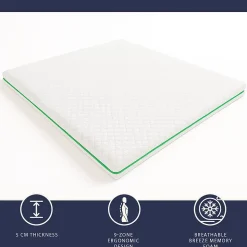 The White Stone Surmatelas 90x200 en Memory Foam Breeze à 9 Zones