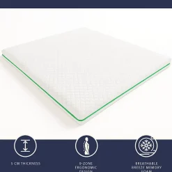 The White Stone Surmatelas 180x200 en Memory Foam Breeze à 9 Zones