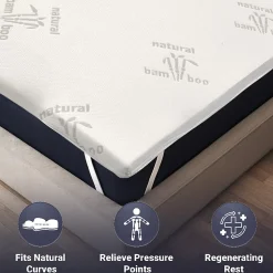 The White Stone Surmatelas 170x190 cm en Latex Naturel, Déhoussable 5 cm