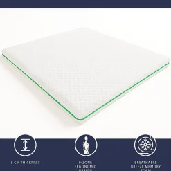 The White Stone Surmatelas 80x190 en Memory Foam Breeze à 9 Zones