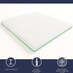 The White Stone Surmatelas 80x190 en Memory Foam Breeze à 9 Zones