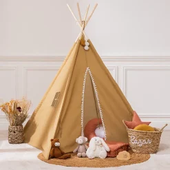 Tipi enfant Wapi - coton et peuplier - jaune ocre - Atmosphera