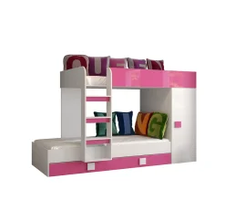 TOLEDO 2 Lit superposé 203,3/106,6/125 (blanc/rose)