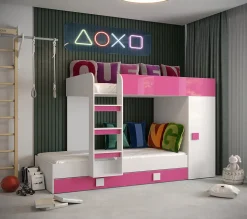 TOLEDO 2 Lit superposé 203,3/106,6/125 (blanc/rose)