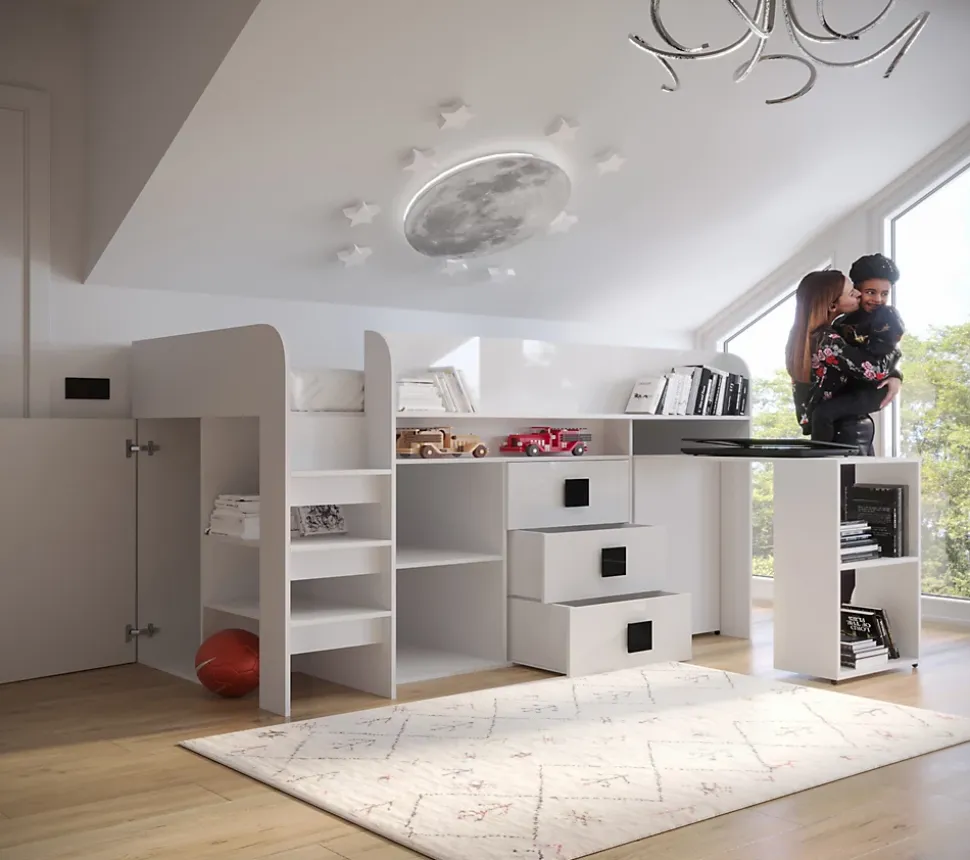 TOLEDO 1 Lit superposé 203,3/106,6/125 (blanc/noir)