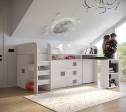 TOLEDO 1 Lit superposé 203,3/106,6/125 (blanc/blanc/gris)