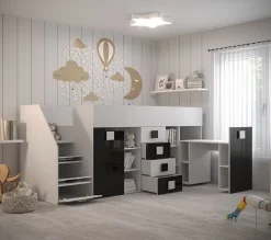 TOLEDO 3L Lit superposé 248,5/123/93 (blanc/turquoise)