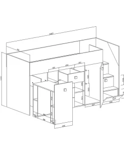 TOLEDO 3L Lit superposé 248,5/123/93 (blanc)