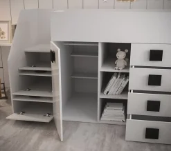 TOLEDO 3L Lit superposé 248,5/123/93 (blanc/blanc/gris)